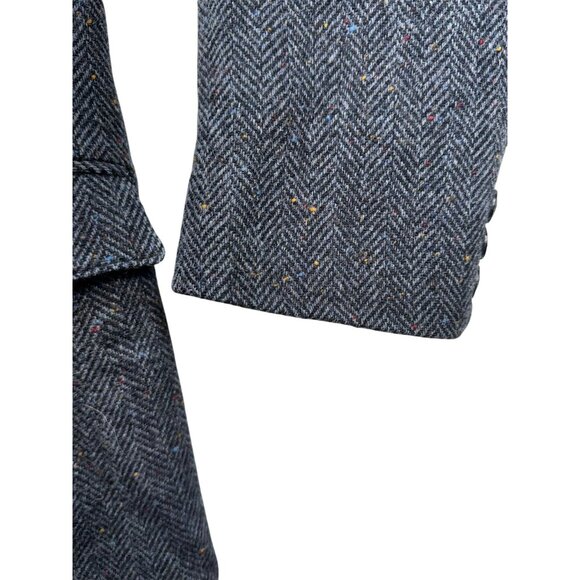 Vintage Circle S Mens Herringbone Blazer Jacket 40L Gray Wool Blend Cowboy Weste - Picture 11 of 16